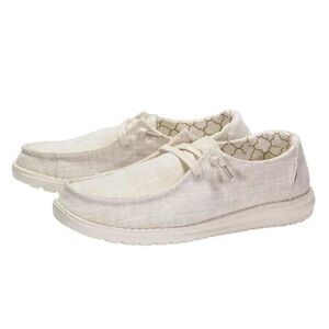 NWT Hey Dude Wendy Cream and Sparkling Gold Slip-On Deck Shoes